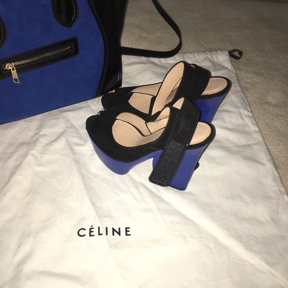Celine shoes new Celine Black Suede Platform Ankle Strap Sandals Size - Picture 6 of 8